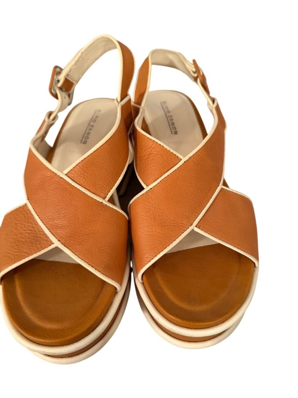 Elvio Zanon Womens Tanya Platform Sandals Size EU 40/ US 9 Brown Leather Casual